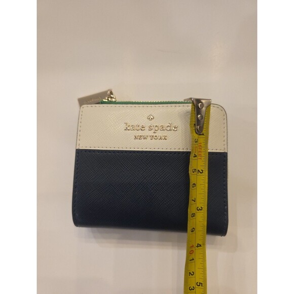 KATE SPADE Staci Colorblock Navy/Kelly Green Small L-Zip  Bifold Wallet‎ NWOT - Picture 8 of 8